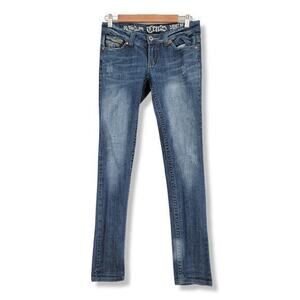 Ten25 Premium Denim Womens Skinny Jeans‎ Medium Wash Embroidered Flap Pocket 5/6